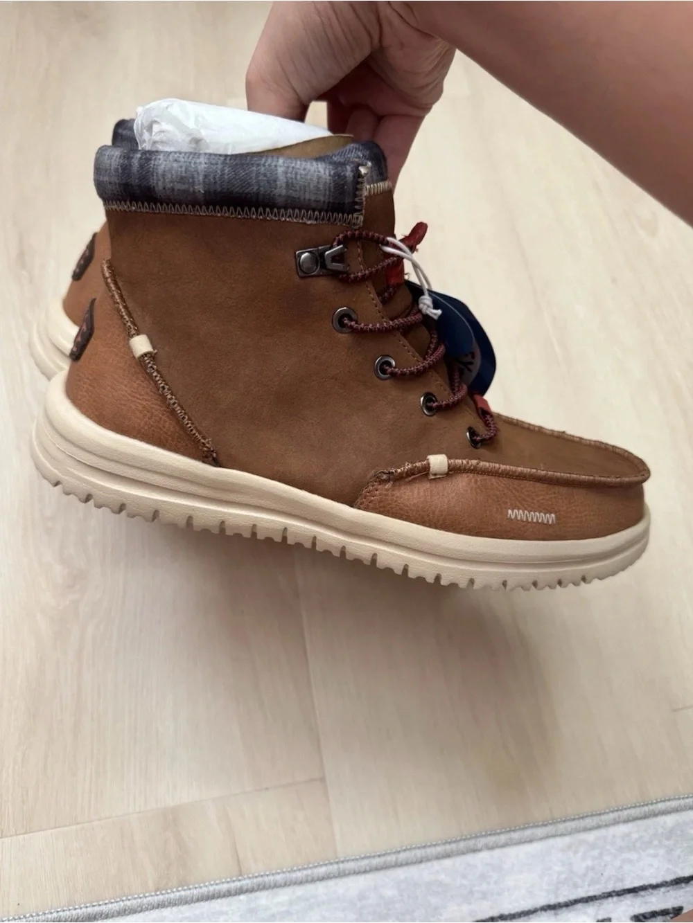 Hey Dude Brown Lace-Up Casual Boots with Cream Sole